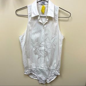 Tibi White Body Suit sleeveless Sz S Collared 1-Piece